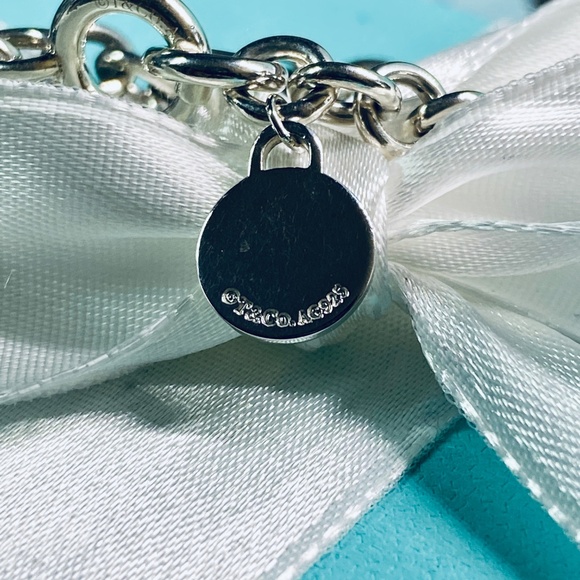 Return to Tiffany Silver round  Tag Rolo Round Link Charm Bracelet 8” 13.7 gram - Picture 4 of 7